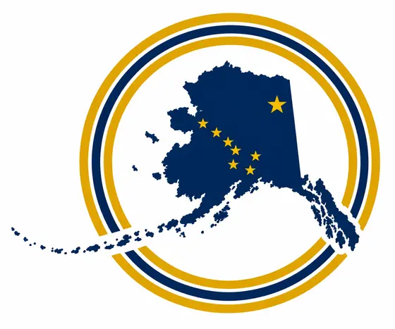 Alaska flag emblem with gold and blue rings